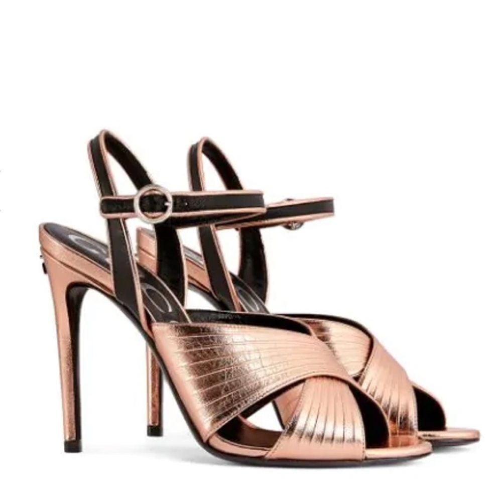 Gucci metallic finish cross-strap 104 mm sandals - Picture 3 of 17